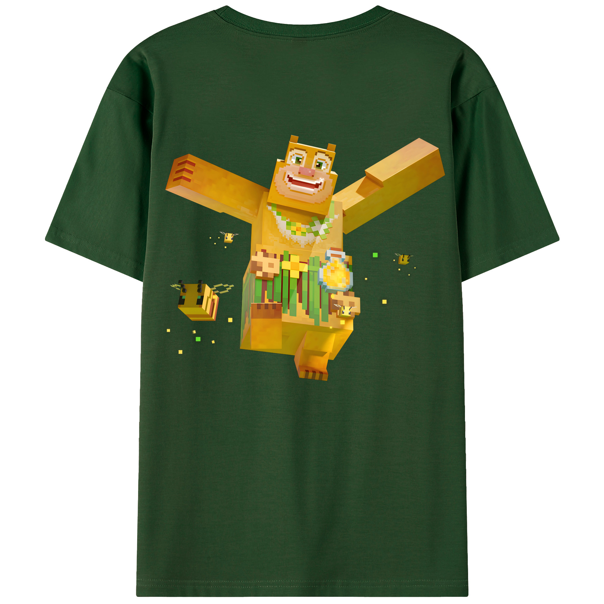 （画像用） マインクラフト ブロックの世界 Minecraft MC Block world 綿100％半袖Tシャツ（背面プリント）
